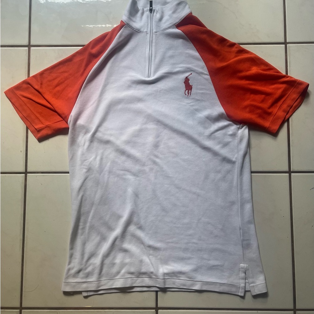 Ralph Lauren White and Orange Polo Shirt with Sporty Design